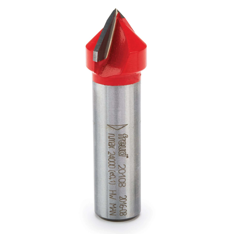 90 Degree V-Groove Router Bit - 1/2" SH - Diameter:3/4" - Cutting Length:1/2" - Length:2-1/4"